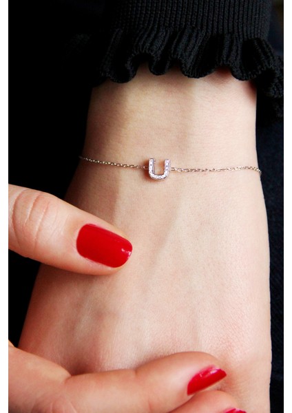 Gümüş U Harfi Bileklik B068201 fiyatları