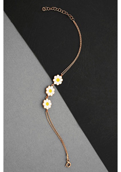 Gümüş Üçlü Rose Papatya Dizisi Bileklik B076401 fiyatları