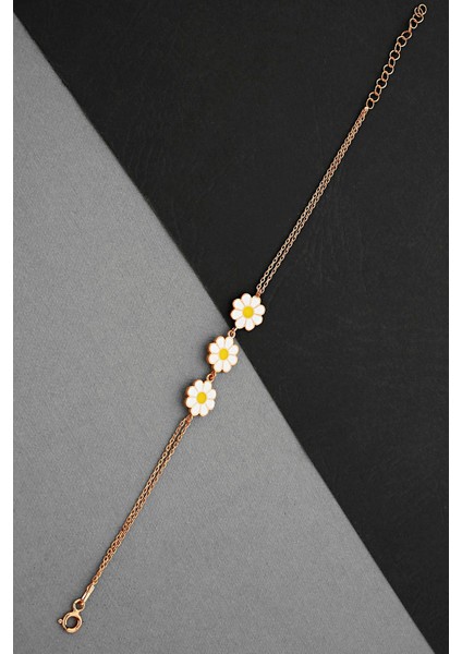 Gümüş Üçlü Rose Papatya Dizisi Bileklik B076401 fırsatları