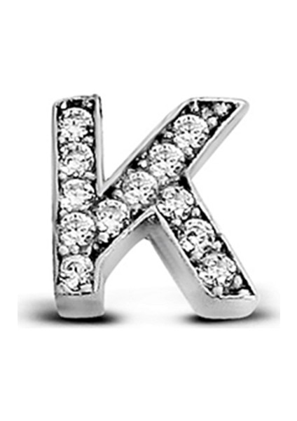 K Harfi Çivili Gümüş Tek Küpe K077801