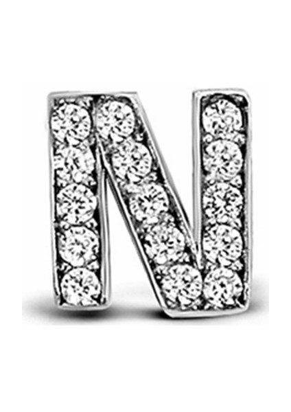 N Harfi Çivili Gümüş Tek Küpe K078101 fiyatları