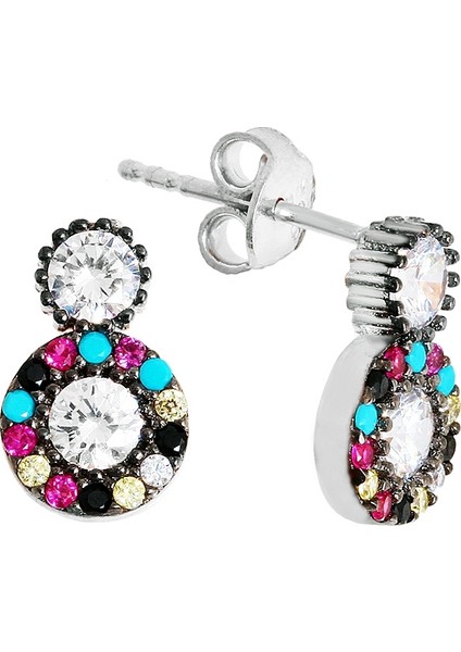 Renkli Taşlı Gümüş Küpe K071101 modelleri