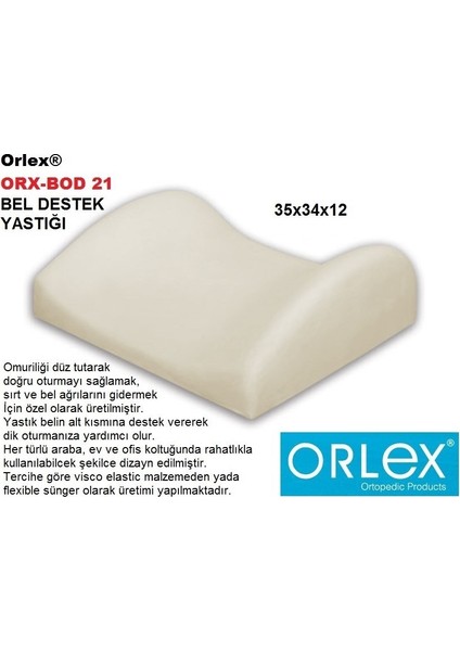 ® Orx-Bod 21 Bel Destek Yastığı modelleri