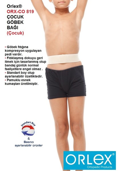 Orlex® Orx-Co 819 ÇOCUK Göbek Bağı (Çocuk) Göbek Fıtığına Kompresyon Uygulayan Pedi Vardır.
