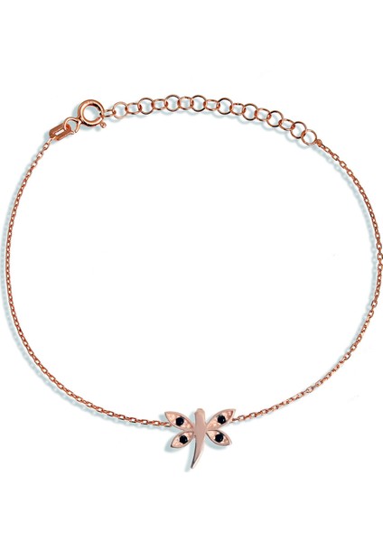 Siyah Taşlı Gümüş Yusufçuk Bileklik B051401