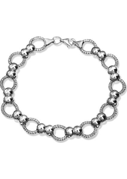 Top Motifli Gümüş Tasarım Füzyon Bileklik B072701 fiyatları
