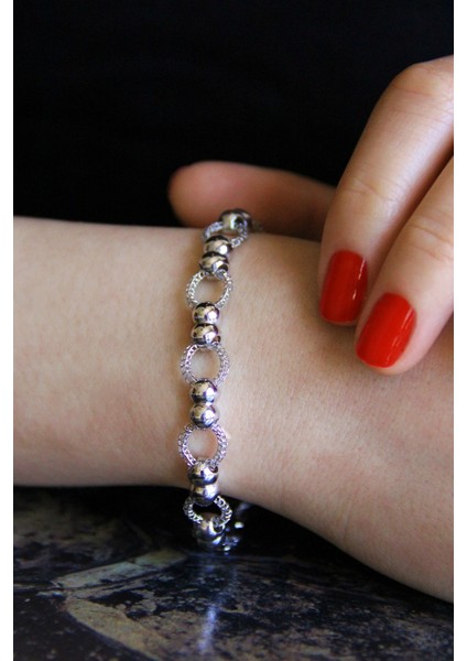 Top Motifli Gümüş Tasarım Füzyon Bileklik B072701 modelleri