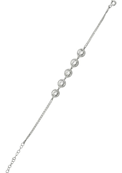 Zirkon Taşlı Gümüş Çift Zincirli Su Yolu Bileklik B077001 indirimleri