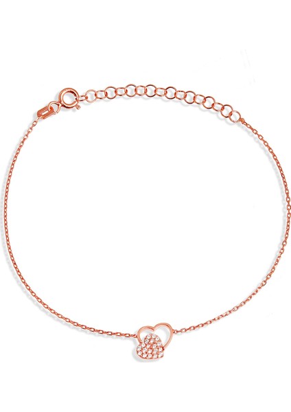 Zirkon Taşlı Gümüş Kalp Bileklik B049201