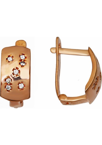 Zirkon Taşlı Gümüş Rose Küpe K086201