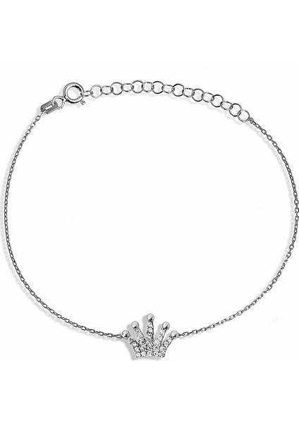 Zirkon Taşlı Gümüş Taç Bileklik B047301