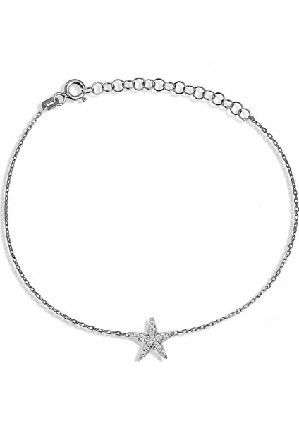 Zirkon Taşlı Gümüş Yıldız Bileklik B045901