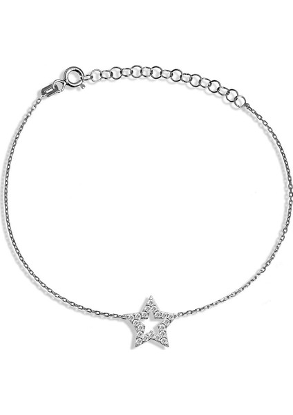 Zirkon Taşlı Gümüş Yıldız Bileklik B051801