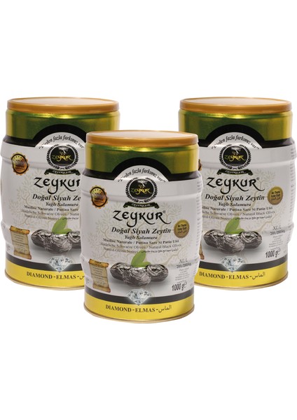 Elmas Doğal Siyah Zeytin 1 kg 3 'lü