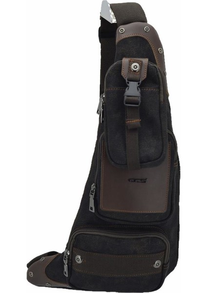 Ccs Kanvas Kumaş Sırt Çantası Body Bag Siyah