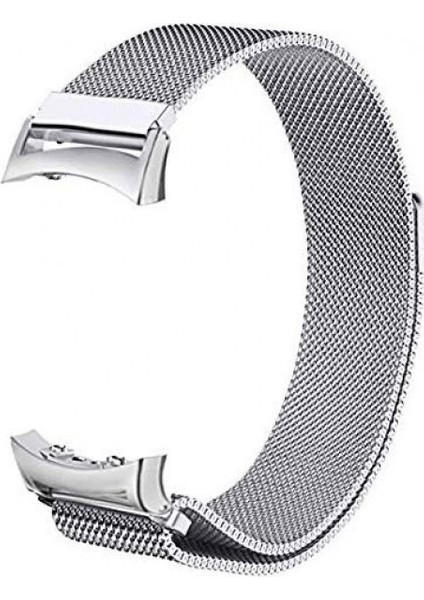 Samsung Gear S2 Sport SM-R720 Için Adaptörlü Milanese Kordon Gümüş