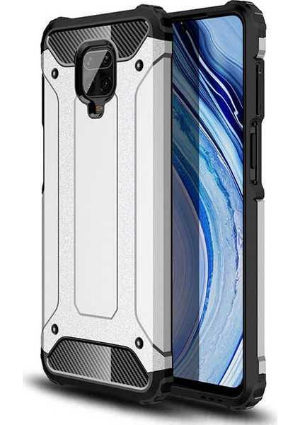 - Xiaomi Redmi Note 9S - Kılıf Çift Katman Zırh Tank Crash Military Kapak - Gri