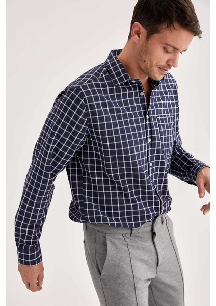 Relax Fit Desenli Uzun Kollu Gömlek M7189AZ21SP