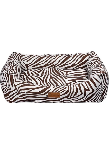 Makaron Kahverengi Zebra Desenli Kedi ve Köpek Yatağı Small