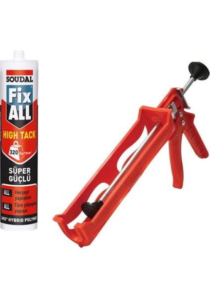 Fixall Hıgh Tack Montaj Silikonu, Korniş Yapıştırıcı 290 ml + Silikon Tabancası