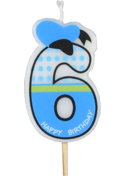 6 Yaş Mavi Şapkalı Mum