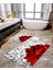 Kırmızı Çiçek Desenli 2'li Banyo Paspas Seti TLAHMP-041 1