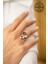 Swarovski Taşlı Üç Taş Model Rose Kaplama Gümüş Yüzük 4