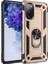 Samsung Galaxy S20 Fe Kılıf Çift Katmanlı Yüzüklü Manyetik Vega Kapak Lacivert + Tam Kaplayan 6d Nano Ekran Koruyucu Gold 1