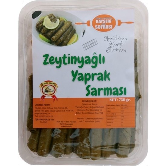 Kayseri yöre sofrası Zeytinyağlı Yaprak Sarma 750 gr