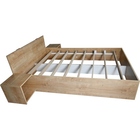 Brady Mobilya Manya Meşe Desenli Çift Kişilik Komodinli Fiyatı