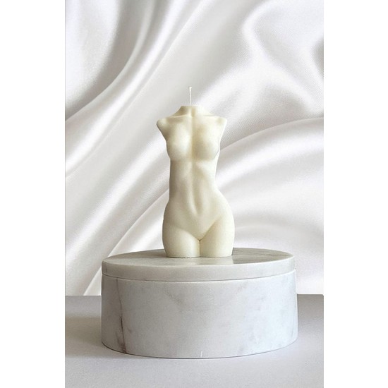 Sanat Sepet Beyaz Vanilya Kokulu Venüs Kadın Dekoratif Vücut Mum - 10 cm
