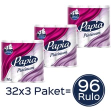 Papia Platinum Tuvalet Kağıdı 96 Rulo (32 Rulo X 3 Paket)