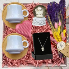 Regalo Kadına Hediye Seti Doğum Günü İçin Anneye Hediye Bambu Tabaklı Kahve Fincanı ve Kolye