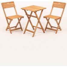 Meya Dekor Sırt ve Oturak Minderli Balkon Bahçe Mutfak 3'lü Bistro Set Katlanır Masa-Sandalye 50X50 Masalı