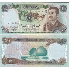 3Alp Koleksiyon Irak 25 Dinar 1986, Yabancı Eski Kağıt Para (Saddam Hüseyin) "çil"