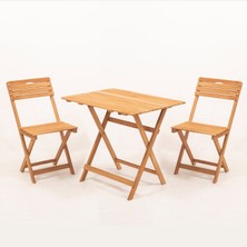 Meya Dekor Sırt ve Oturak Minderli Balkon Bahçe Mutfak 3'lü Bistro Set Katlanır Masa-Sandalye 60X80 Masalı