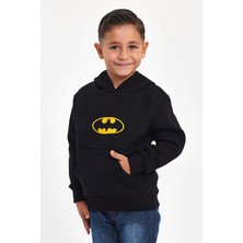 Mrs & Kids Kışlık Siyah Kapüşonlu Çocuk Siyah Erkek Unisex Oversize Sweatshirt Hoodie