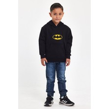 Mrs & Kids Kışlık Siyah Kapüşonlu Çocuk Siyah Erkek Unisex Oversize Sweatshirt Hoodie