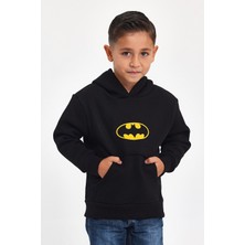 Mrs & Kids Kışlık Siyah Kapüşonlu Çocuk Siyah Erkek Unisex Oversize Sweatshirt Hoodie