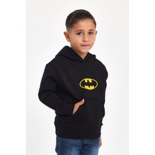 Mrs & Kids Kışlık Siyah Kapüşonlu Çocuk Siyah Erkek Unisex Oversize Sweatshirt Hoodie