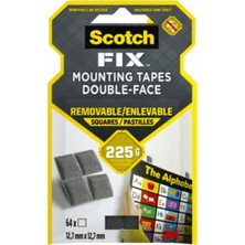 3M™ Scotch-Fix™ Çıkarılabilir Çift Taraflı Yapışkan Köpük Kareler, Max 225 gr (12,7mm x 12,7mm - 64 Adet)