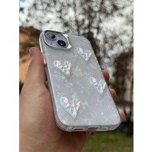 iPhone 14 Kılıf Hologramlı Renkli Kalp Kurdele 3D Kabartmalı Ayıcık Kabartmalı Emoji Kristal Şeffaf