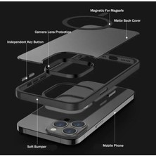 Iphone 14 Pro Kılıf Magsafe Manyetik Şarjlı Hassas Buton Renkli Mat Şeffaf Premium Seri Kapak