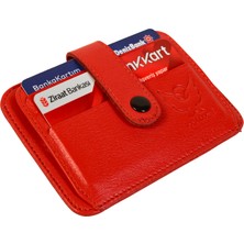 Goldenowl Accessory Gerçek Deri Kadın Erkek Kartlık Cüzdan Kırmızı