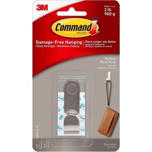 3M™ Command™ MR12-SS-ES Orta Boy Modern Metal Askı, Max 900 gr (1 Askı + 2 Orta Boy Cırt Bant)