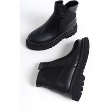 Modabuymus Lord Siyah Mat Kalın Tabanlı Lastikli Günlük Bot