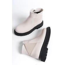 Modabuymus Lord Bej Mat Kalın Tabanlı Lastikli Günlük Bot