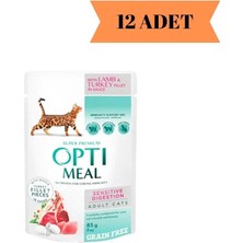 Optimeal Super Premium Sensitive Digestion Kuzu Etli ve Hindi Filetolu Tahılsız Yetişkin Kedi Yaş Maması 85 Gr X 12