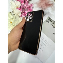 Enfein Galaxy A23 4g ile Uyumlu Kılıf Gold Çerçeveli Lazer Kılıf Siyah