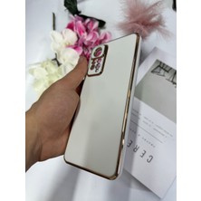 Enfein Xiaomi Redmi Note 11 4g ile Uyumlu Kılıf Gold Çerçeveli Lazer Kılıf Beyaz